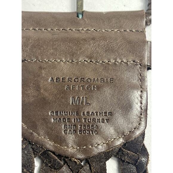 Vintage Abercrombie & Fitch Wide 2” Leather Brown Braided Belt Boho Womens M/L - Picture 4 of 6